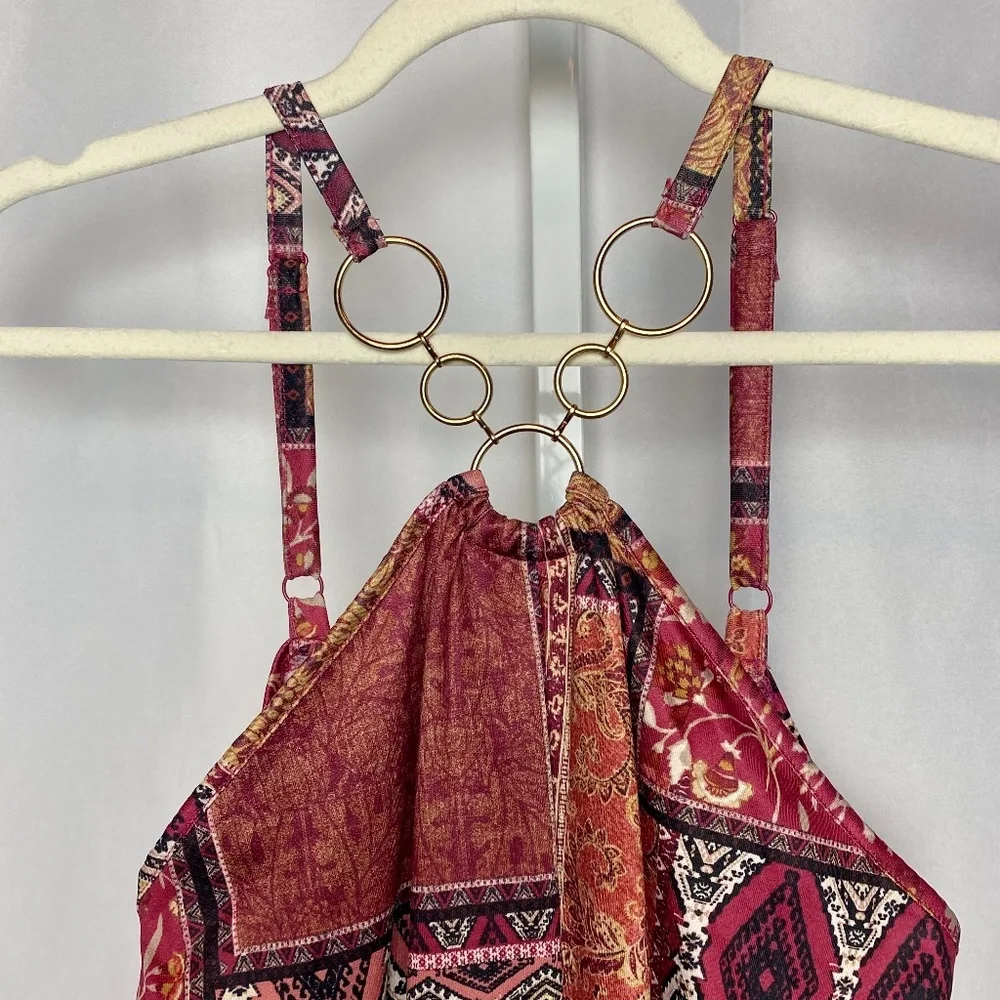 💙 5/$15 Gold Ring Neckline Handkerchief retro Y2K indie Spaghetti Strap S